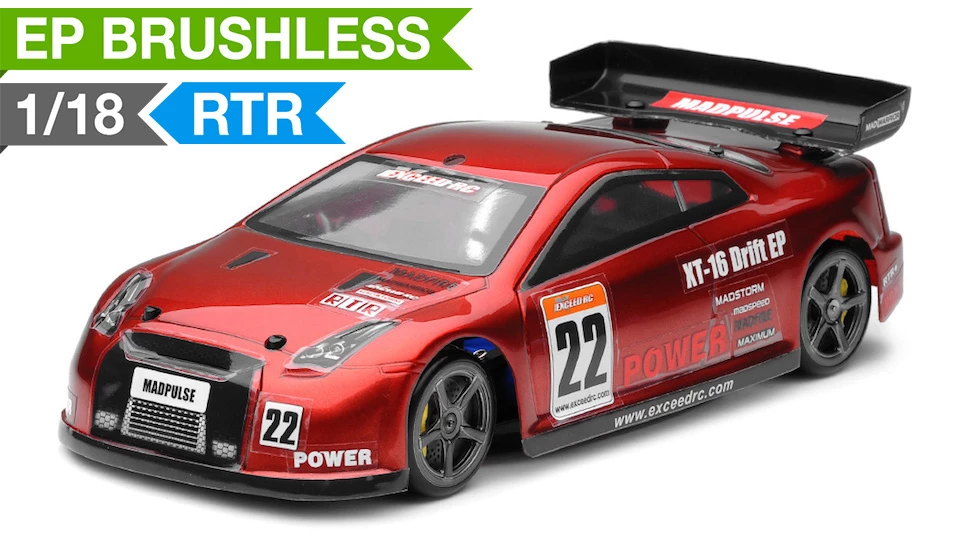 Exceed RC 1/18 Mad Pulse Brushless Drift Car Ready To Run (Red) RC Remote Control Radio 1 Exceed RC 1/18 Mad Pulse Brushless Drift Car Ready To Run (Red) RC Remote Control Radio