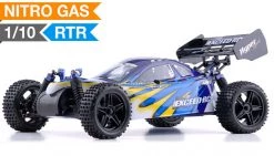 Exceed RC Hyper Single Speed Buggy Radio Car 1/10 2.4Ghz .18 Engine Nitro Powered Off Road Buggy Fire Blue RC Remote Control