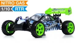 Exceed RC Hyper Single Speed Buggy Radio Car 1/10 2.4Ghz .18 Engine Nitro Powered Off Road Buggy Fire Black RC Remote Control