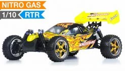 Exceed RC Buggy Radio Car 1/10 2.4Ghz Forza .18 Engine 2-Speed RTR Ready To Run Nitro Powered Off Road Buggy (Fire Yellow) RC Remote Control Car