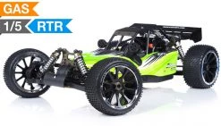 Exceed RC Barca 1/5th Giant Scale 32cc Gasoline Powered Off-Road With Fail Safe Remote Control RC Buggy Ready To Run RC Remote Control Buggy (AA Green)