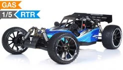 Exceed RC Barca 1/5th Giant Scale 32cc Gasoline Powered Off-Road With Fail Safe Remote Control RC Buggy Ready To Run RC Remote Control Buggy (AA Blue)