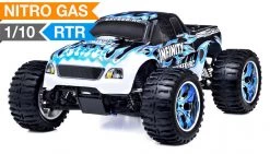 Exceed RC 1/10 2.4Ghz Infinitive Nitro Gas Powered .18 Engine RTR Off Road Monster 4WD Truck (Fire Blue) RC Remote Control Radio Truck