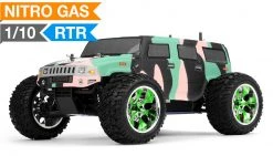 Monster Truck Radio 1/10 2.4Ghz Exceed RC Hammer Nitro Gas Powered RTR Off Road Monster 4WD Truck Camo Green RC Remote Control