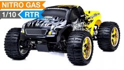 Exceed RC 1/10 2.4Ghz Infinitive Nitro Gas Powered .18 Engine RTR Off Road Monster 4WD Truck (Sava Yellow) RC Remote Control Radio Truck