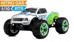 Exceed RC 1/10 2.4Ghz Infinitive Nitro Gas Powered .18 Engine RTR Off Road Monster 4WD Truck (Green) RC Remote Control Radio Truck