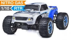 Exceed RC 1/10 2.4Ghz Infinitive Nitro Gas Powered .18 Engine RTR Off Road Monster 4WD Truck (Blue) RC Remote Control Radio Truck