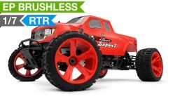Exceed RC 1/7 Scale SUPER 7 EP Electric Powered MadBeast Monster Truck Ready To Run W/ 540L Brushless Motor/ ESC/ Dual 7.4V 3300mAh Lipo Batteries Total 14.8V Power RC Remote Control Radio Car