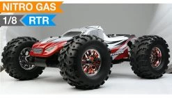 Exceed RC 1/8th Scale MadStorm Nitro Power Monster Truck W/ .21 Engine, 4WD, 100% Ready To Run [Bravo Red] 2.4Ghz RC Remote Control Radio Car