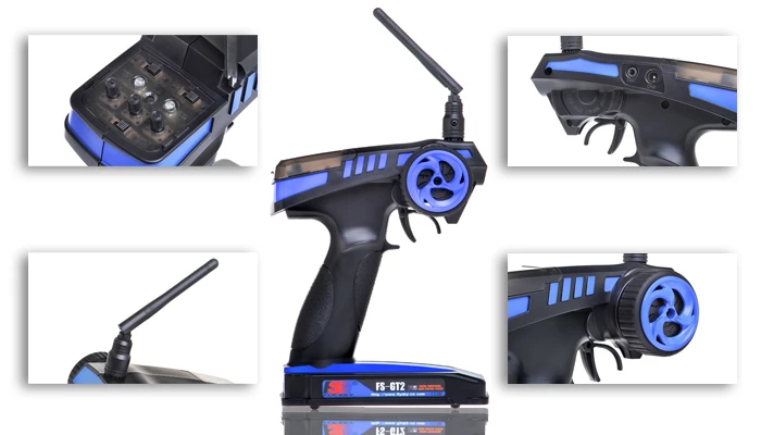 FS-GT2 2.4G 2CH Gun Transmitter For Radio Controlled Cars W/ Receiver (Complete Set) 79P-GT2-Blue 1 FS-GT2 2.4G 2CH Gun Transmitter For Radio Controlled Cars W/ Receiver (Complete Set) 79P-GT2-Blue