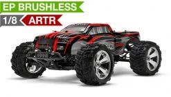 Iron Track E8MTL 1:8 SCALE ARTR 4WD Brushless Monster Truck (Red) RC Remote Control Radio Car