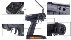 FS-GT2 2.4G 2CH Gun Transmitter W/ 3 Channel Receiver (Black Version)