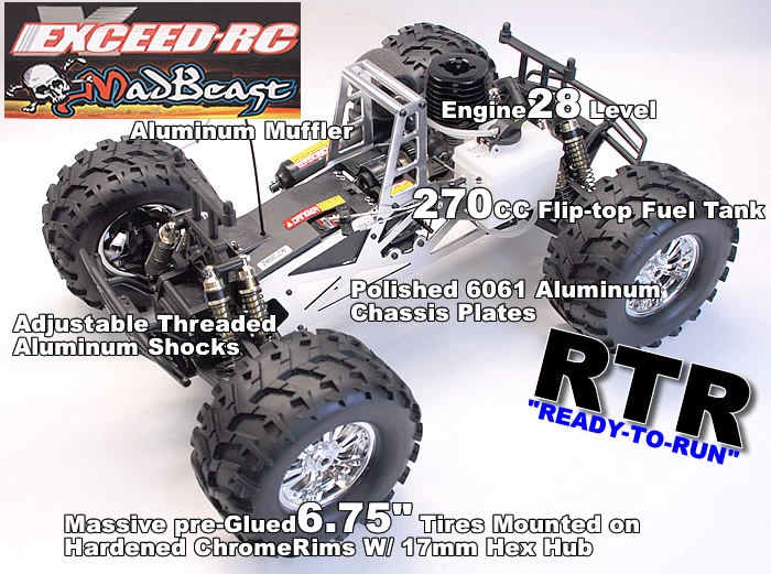 1/8 Th Scale 2.4Ghz Exceed RC Monster Truck MadBeast Nitro Gas RTR Version (Black/Red) RC Remote Control Radio Car 12 1/8 Th Scale 2.4Ghz Exceed RC Monster Truck MadBeast Nitro Gas RTR Version (Black/Red) RC Remote Control Radio Car - Image 12