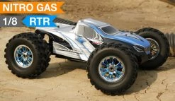 Professional 2.4Ghz 1/8th Scale Exceed RC MadStorm Monster Truck .28 Engine Nitro Power 100% Ready To Run Racing Edition [Alpha Blue] RC Remote Control Radio Car