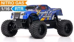 Exceed RC 1/16 2.4Ghz ThunderFire Nitro Gas Powered RTR Off Road Truck RC Remote Control Truck Ready To Run (Stripe Blue)