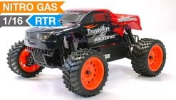 Exceed RC 1/16 2.4Ghz ThunderFire Nitro Gas Powered RTR Off Road Truck RC Remote Control Truck Ready To Run (Sava Red)