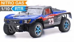 Exceed RC 1/10 Rally Monster GP Nitro Gas Powered .18 Engine 2-Speed Transmission Ready To Run RC Remote Control Radio Car Truck (Carbon Blue)