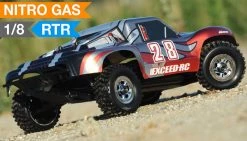 Rally Radio Car 1/8th Exceed RC Madbash Nitro Powered RTR Ready To Run Racing Edtion Rally .28 Engine Car Bravo Red RC Remote Control Short Course Truck