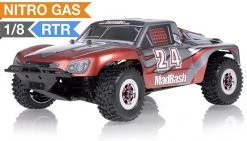 Rally Radio Car 1/8Th Exceed RC Madbash Nitro Powered RTR Ready To Run Limited Edtion .21 Engine Rally Car Bravo Red RC Remote Control Short Course Truck