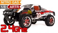 1/8 2.4Ghz Exceed RC Rally 8 .21 Nitro Gas Powered Almost Ready To Run ARTR 4WD Rally Car Stripe Red RC Remote Control Radio Car