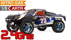 1/8 2.4Ghz Exceed RC Rally 8 .21 Nitro Gas Powered Almost Ready To Run ARTR 4WD Rally Car Stripe Blue RC Remote Control Radio Car
