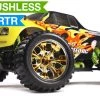 Exceed RC Off Road Truck Radio Car 1/10 Brushless PRO 2.4Ghz Electric Infinitive EP RTR Off Road Truck Fire Yellow RC Remote Control With Aluminum Shocks + 3s LiPo Ready
