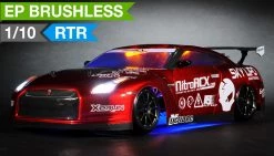 Exceed RC 2.4Ghz MadSpeed Drift Car Brushless Edition 1/10 Electric Ready To Run Drift Car W/ LED Head Lights (Red) RC Remote Control Radio Car