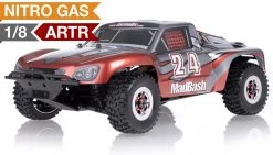 1/8Th Exceed RC Madbash Nitro Powered Almost Ready To Run ARTR Limited Edtion .21 Engine Rally Car Bravo Red RC Remote Control Radio Short Course Truck
