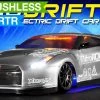 Exceed RC 2.4Ghz MadSpeed Drift Car Brushless Edition 1/10 Electric Ready To Run Drift Car W/ LED Head Lights (Silver) RC Remote Control Radio Car