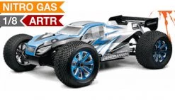 Professional 1/8Th Scale Exceed RC MadWarrior .28 Engine Nitro Gas Powered Almost Ready To Run ARTR Off Road Truggy Racing Edition [Alpha Blue] RC Remote Control Radio Car