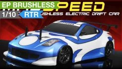 Exceed RC 2.4Ghz MadSpeed Drift Car Brushless Edition 1/10 Electric Ready To Run Drift Car (Blue) RC Remote Control Radio Car