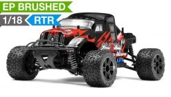 Mini MadBeast 1/18 Scale Electric Monster Truck Ready To Run RC Remote Control Radio Truck (BlackRed)