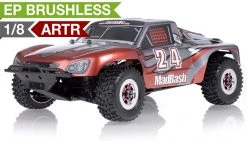 1/8Th Exceed RC Madbash Electric Brushless Racing Edition Almost Ready To Run ARTR Bravo Red RC Remote Control Radio Short Course Truck