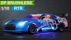 Exceed RC 2.4Ghz MadSpeed Drift Car Brushless Edition 1/10 Electric Ready To Run Drift Car W/ LED Head Lights (Blue) RC Remote Control Radio Car