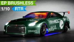 Exceed RC 2.4Ghz MadSpeed Drift Car Brushless Edition 1/10 Electric Ready To Run Drift Car W/ LED Head Lights (Green) RC Remote Control Radio Car