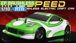 Exceed RC 2.4Ghz MadSpeed Drift Car Brushless Edition 1/10 Electric Ready To Run Drift Car (Green) RC Remote Control Radio Car