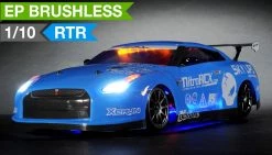 Exceed RC 2.4Ghz MadSpeed Drift Car Brushless Edition 1/10 Electric Ready To Run Drift Car W/ LED Head Lights (Blue) RC Remote Control Radio Car