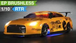 Exceed RC 2.4Ghz MadSpeed Drift Car Brushless Edition 1/10 Electric Ready To Run Drift Car W/ LED Head Lights (Yellow) RC Remote Control Radio Car