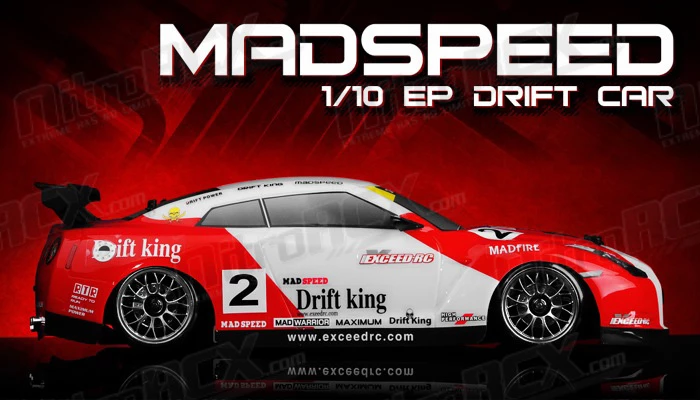 Exceed RC 2.4Ghz MadSpeed Drift Car Brushless Edition 1/10 Electric Ready To Run Drift Car (Sk-Red/White) RC Remote Control Radio Car 2 Exceed RC 2.4Ghz MadSpeed Drift Car Brushless Edition 1/10 Electric Ready To Run Drift Car (Sk-Red/White) RC Remote Control Radio Car - Image 2